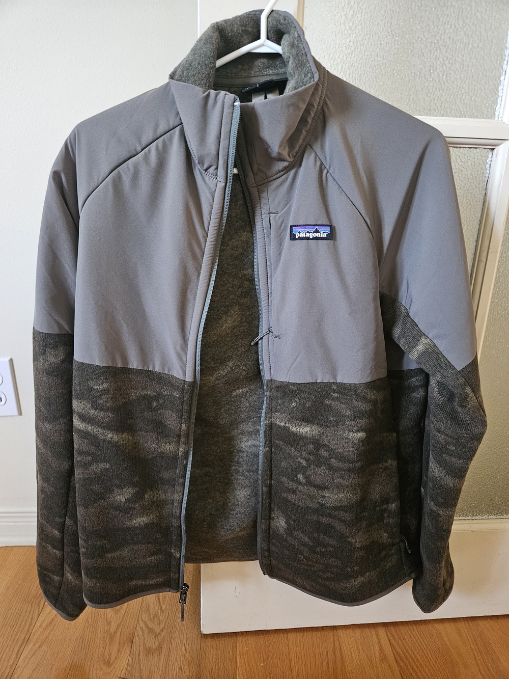 Patagonia Men's Gray Two-Tone Fleece Jacket with Camo Panels